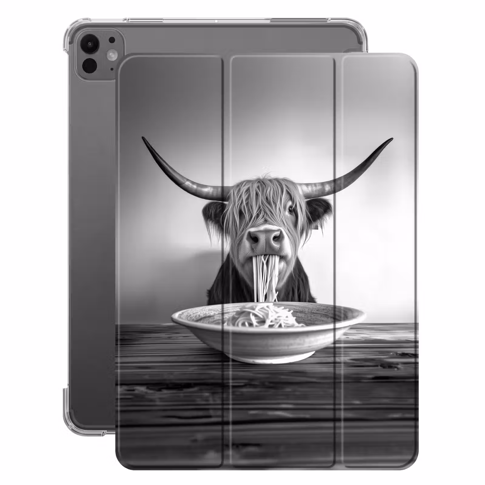 iPad-Hülle - Schottischer Highlander - Spaghetti - Tiere - Schwarz und weiß — 1