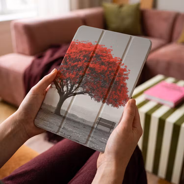 iPad-Hülle - Baum - Rot - Natur - Schwarz und weiß — 4