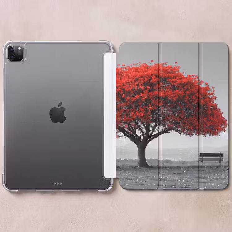iPad-Hülle - Baum - Rot - Natur - Schwarz und weiß — 6