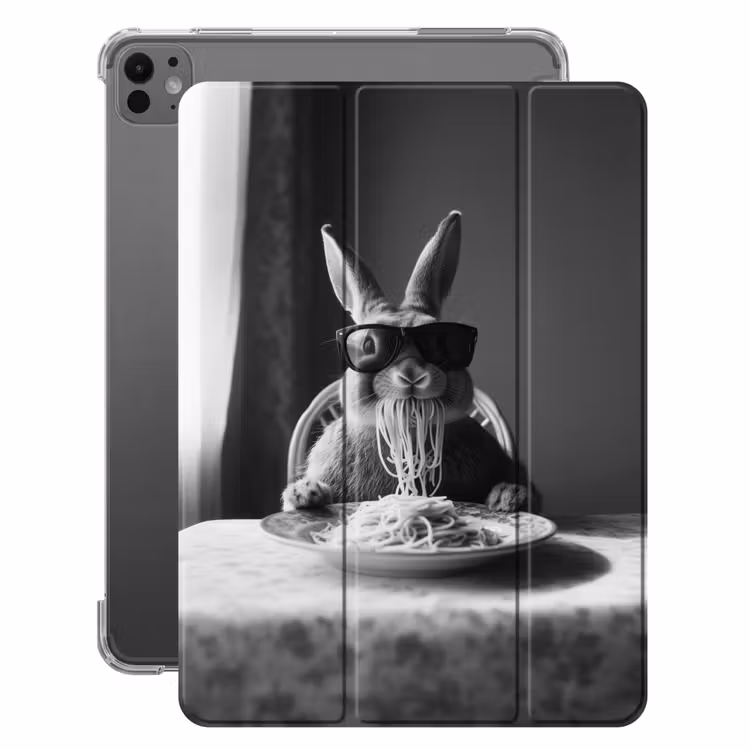 iPad-Hülle - Kaninchen - Hase - Sonnenbrille - Tischtuch - Nudeln - Niedlich — 1