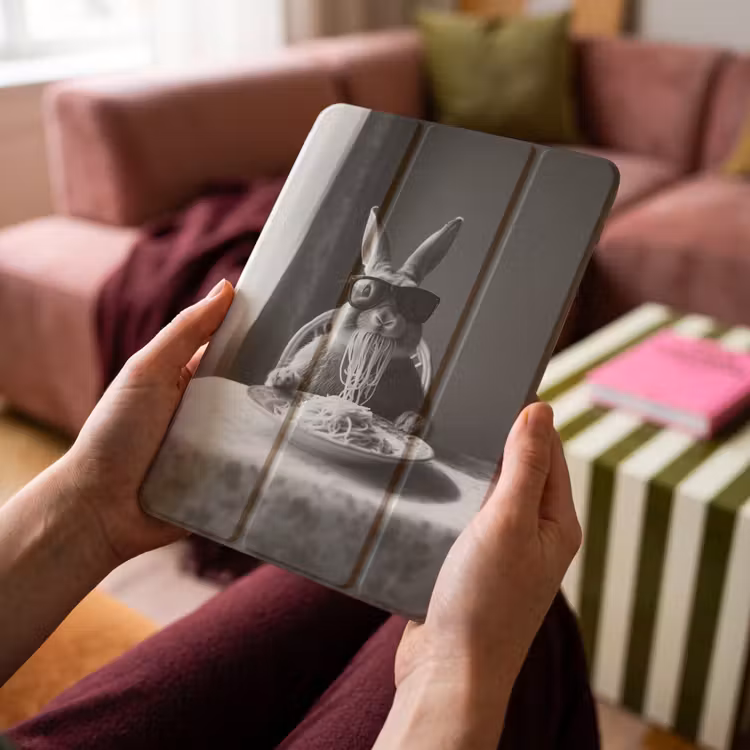 iPad-Hülle - Kaninchen - Hase - Sonnenbrille - Tischtuch - Nudeln - Niedlich — 4