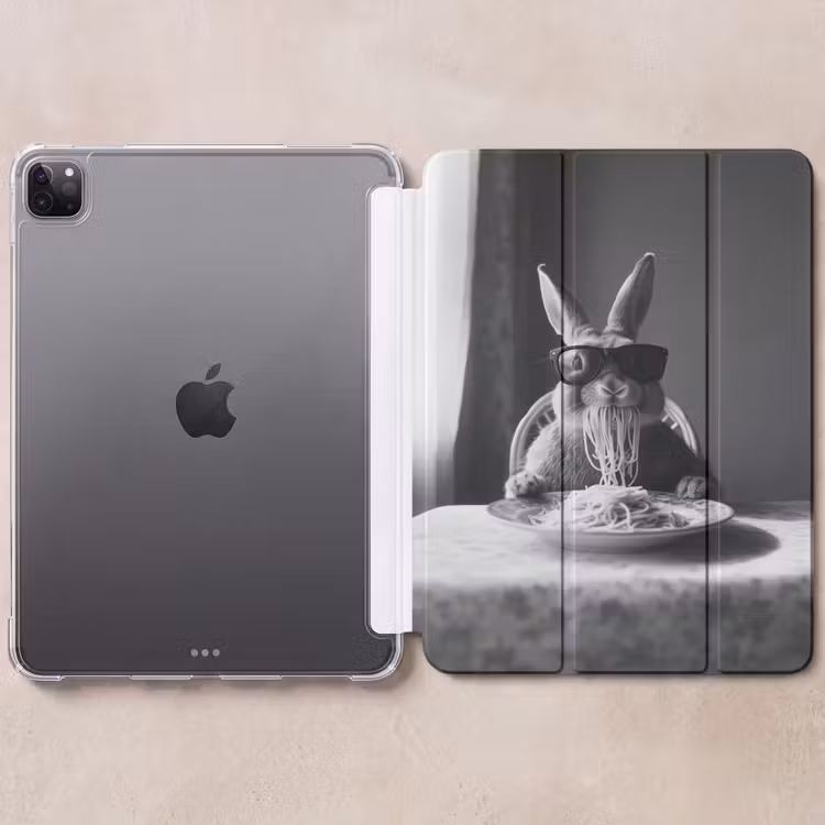 iPad-Hülle - Kaninchen - Hase - Sonnenbrille - Tischtuch - Nudeln - Niedlich — 6