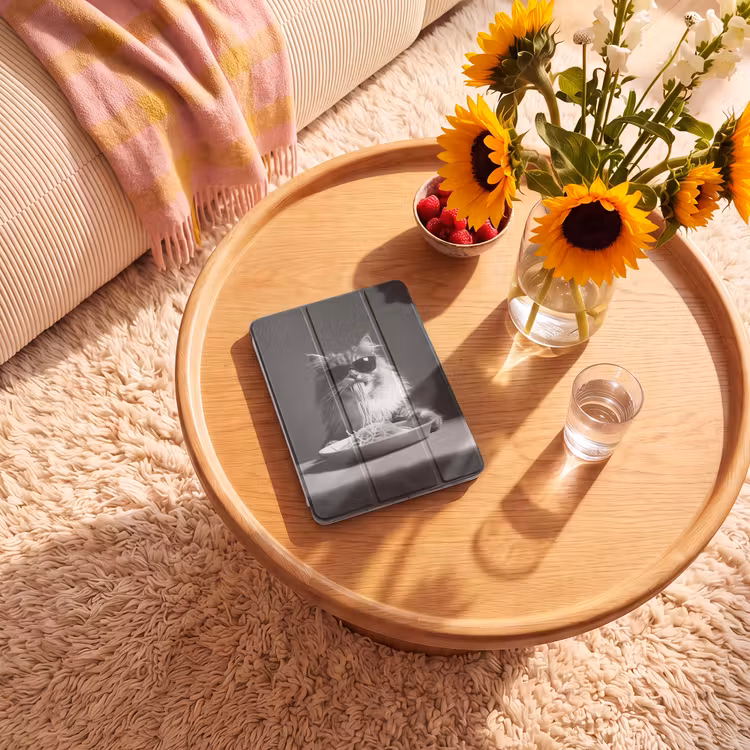 iPad-Hülle - Langhaarkatze - Sonnenbrille - Spaghetti - Humor - Schwarz - Weiß — 2