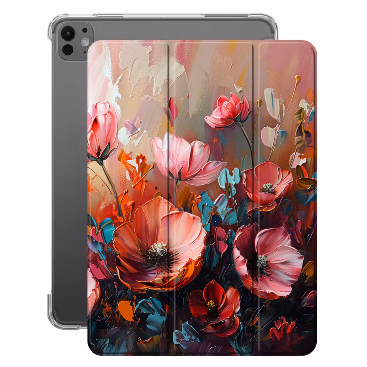 iPad-Hülle - Mohnblumen - Rosa - Blumen - Botanisch - Kunst — 1