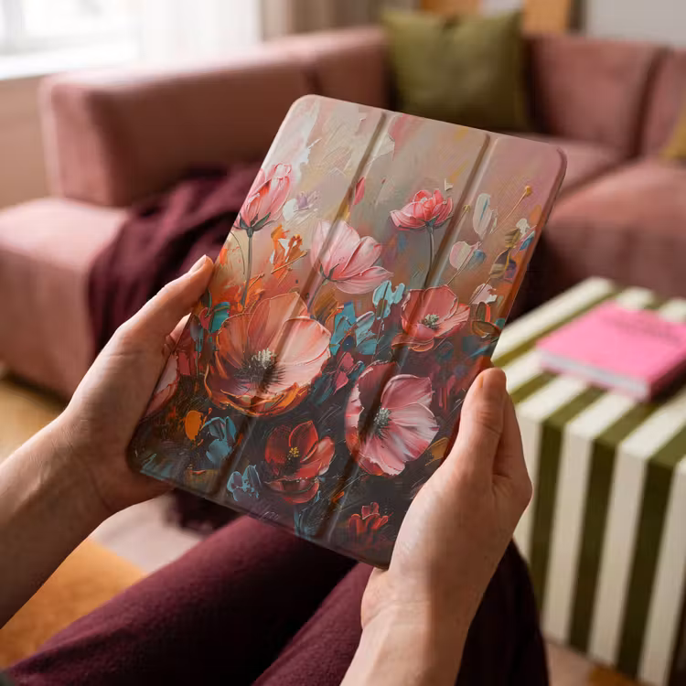 iPad-Hülle - Mohnblumen - Rosa - Blumen - Botanisch - Kunst — 4
