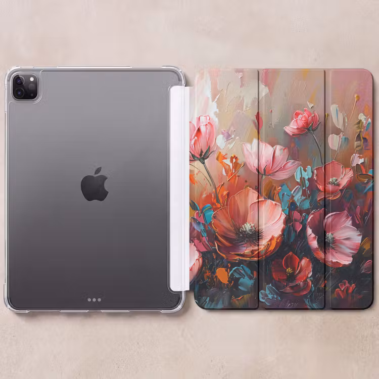 iPad-Hülle - Mohnblumen - Rosa - Blumen - Botanisch - Kunst — 6