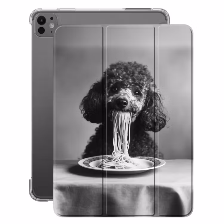 iPad-Hülle - Pudel - Hund - Schwarz - Weiß - Niedlich - Nudeln — 1
