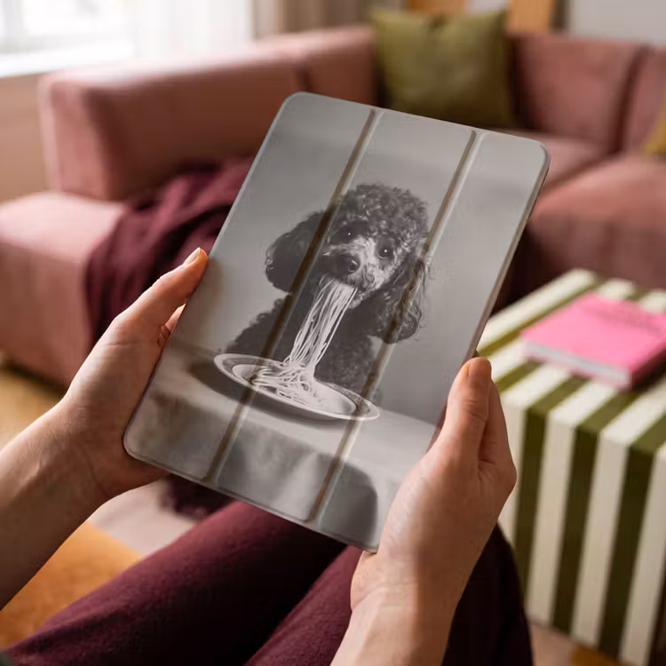 iPad-Hülle - Pudel - Hund - Schwarz - Weiß - Niedlich - Nudeln — 4