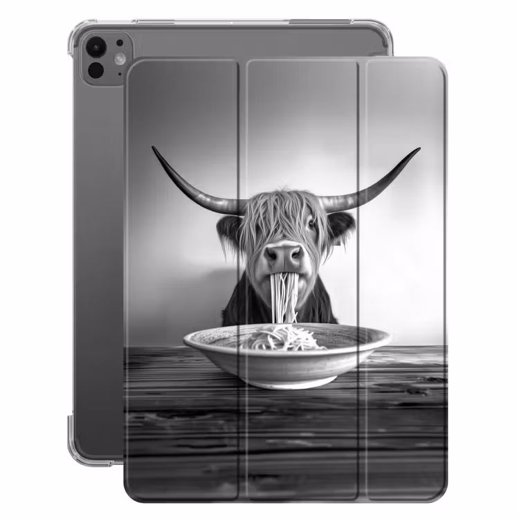 iPad-Hülle - Schottischer Highlander - Spaghetti - Tiere - Schwarz und weiß — 1