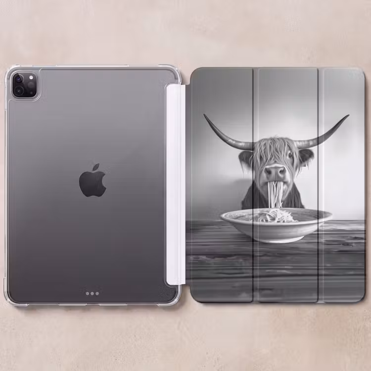 iPad-Hülle - Schottischer Highlander - Spaghetti - Tiere - Schwarz und weiß — 6