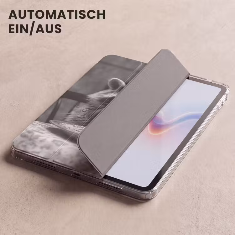 iPad-Hülle - Waschbär - Niedlich - Pasta - Tischtuch - Schwarz - Weiß — 5