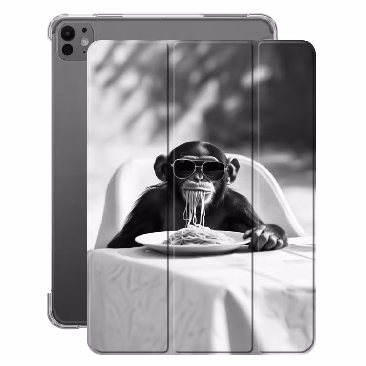 iPad-Hülle - Affe - Spaghetti - Sonnenbrille - Schwarz und weiß - Cool - Tier — 1