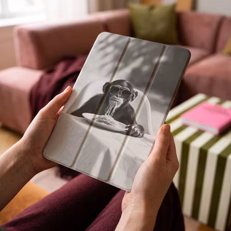 iPad-Hülle - Affe - Spaghetti - Sonnenbrille - Schwarz und weiß - Cool - Tier — 4