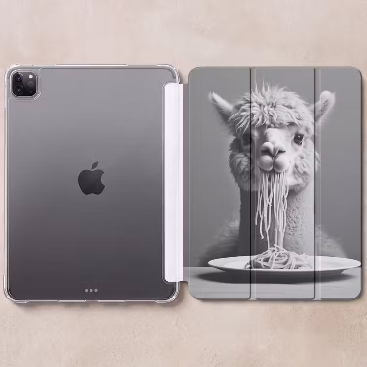 iPad-Hülle - Alpaka - Nudeln - Schwarz - Weiß - Lustig - Tiere — 6