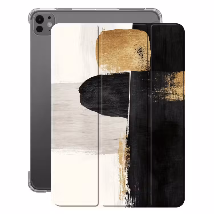 iPad-Hülle - Formen - Pinselstriche - Abstrakt - Gold — 1