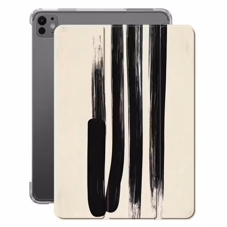 iPad-Hülle - Pinselstriche - Vertikal - Schwarz — 1