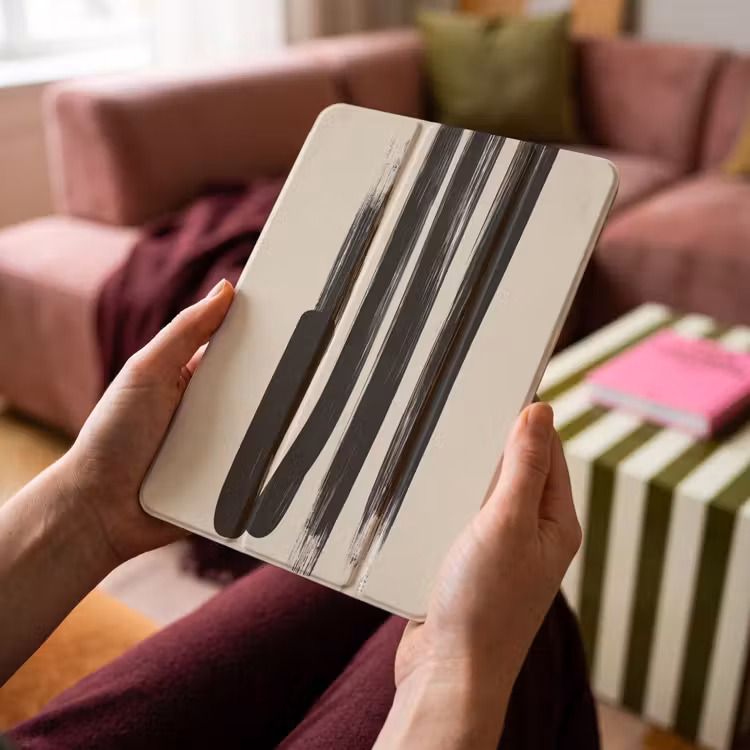 iPad-Hülle - Pinselstriche - Vertikal - Schwarz — 4