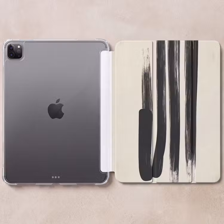 iPad-Hülle - Pinselstriche - Vertikal - Schwarz — 6