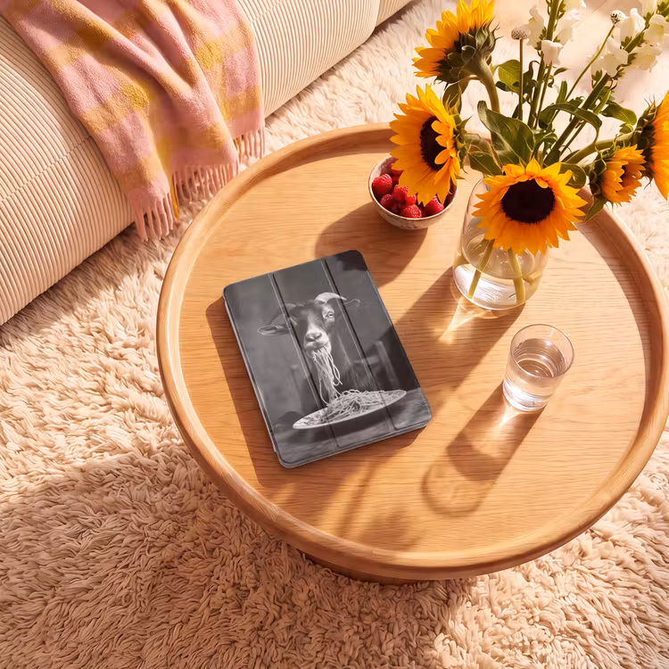 iPad-Hülle - Ziege - Teller - Spaghetti - Schwarz und weiß — 2
