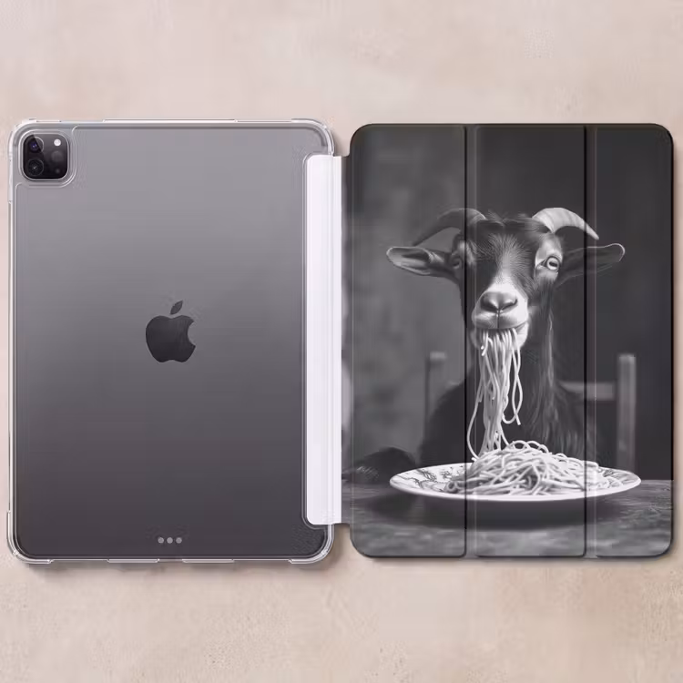 iPad-Hülle - Ziege - Teller - Spaghetti - Schwarz und weiß — 6