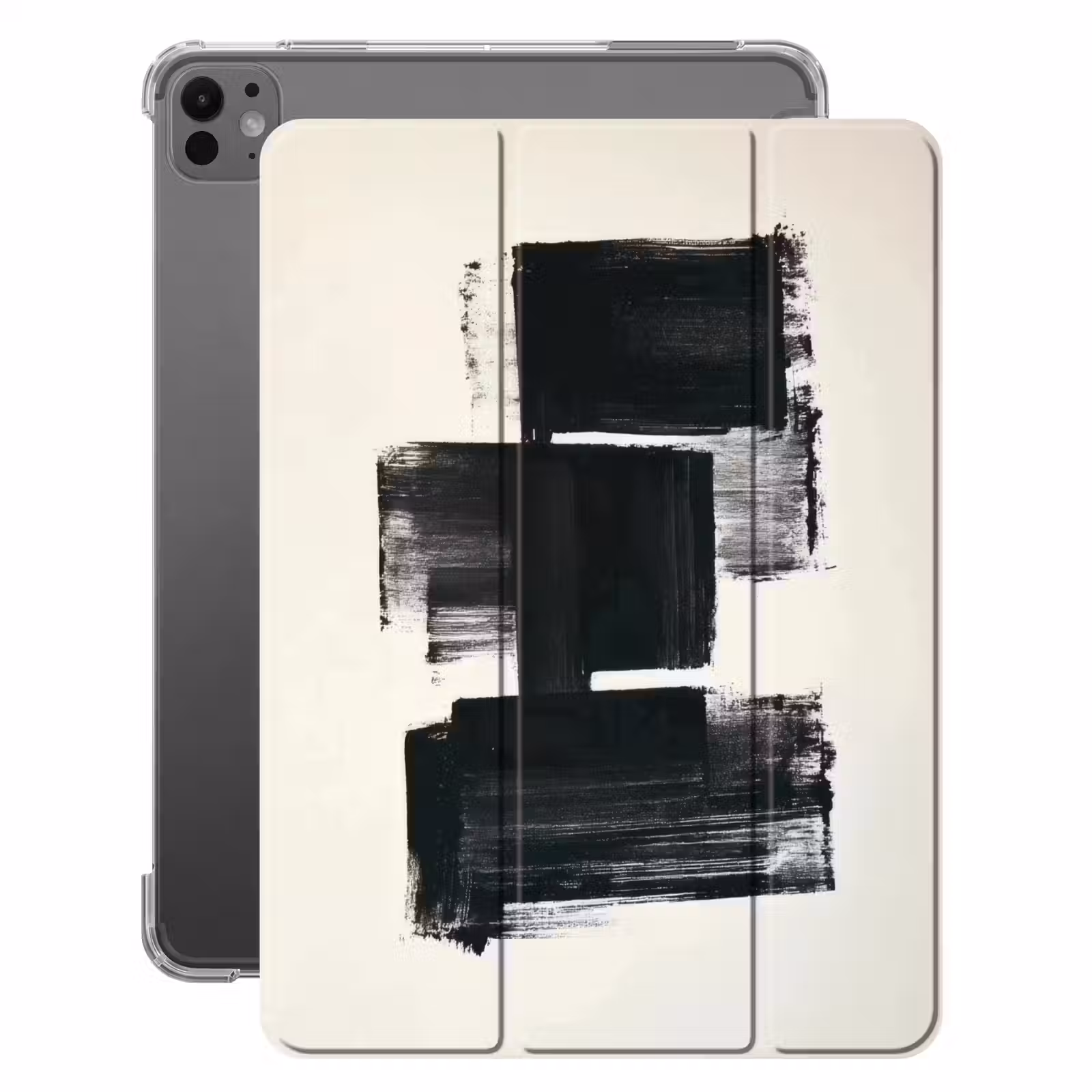iPad-Hülle - Rechtecke - Pinselstriche - Abstrakt - Schwarz — 1