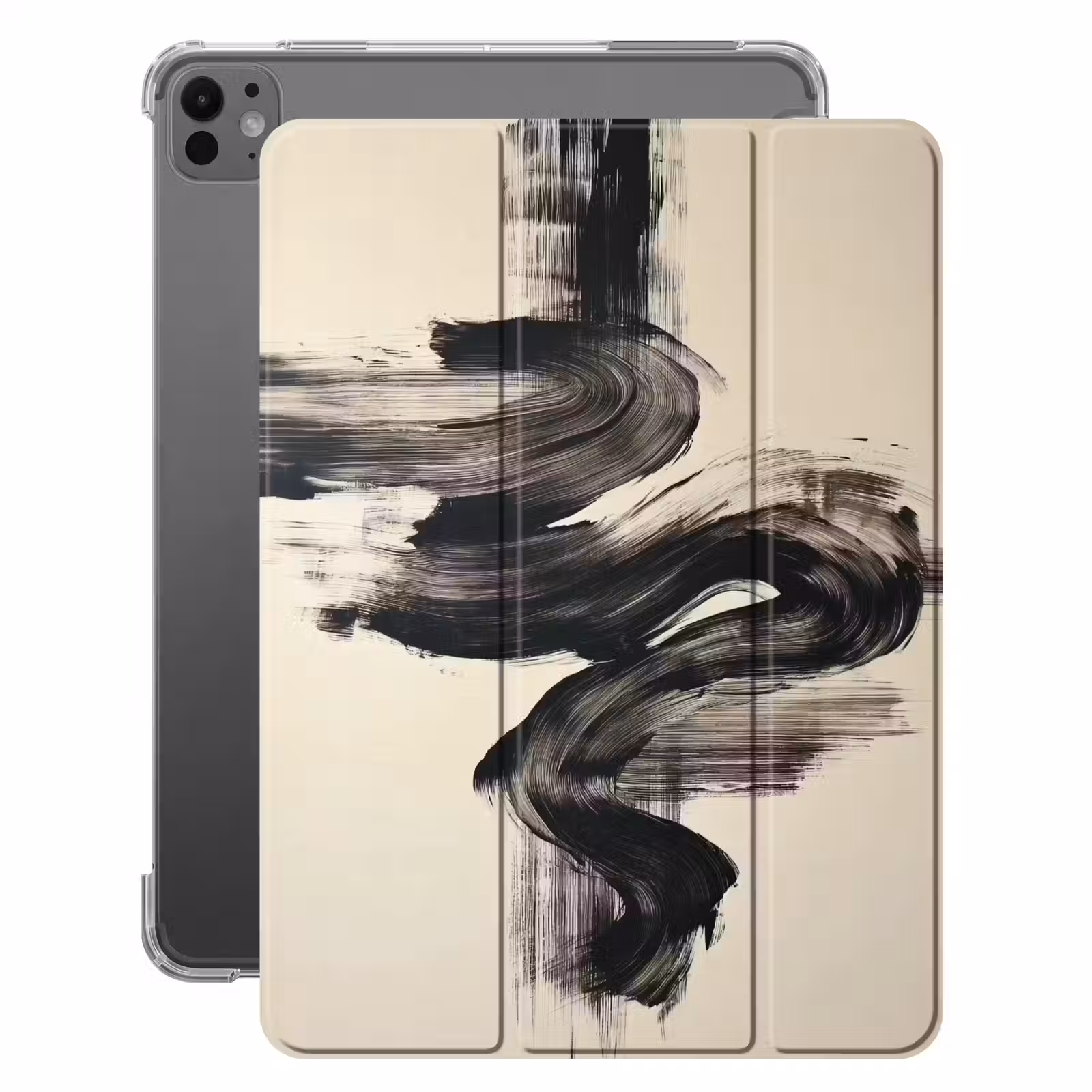iPad-Hülle - Wellen - Pinselstriche - Beige - Minimalistisch — 1