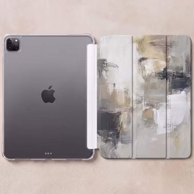 iPad-Hülle - Farbpalette - Pinselstriche - Beige - Neblig — 6