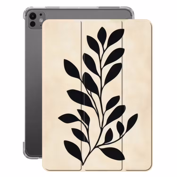 iPad-Hülle - Minimalistisch - Zweig - Blätter - Schwarz — 1