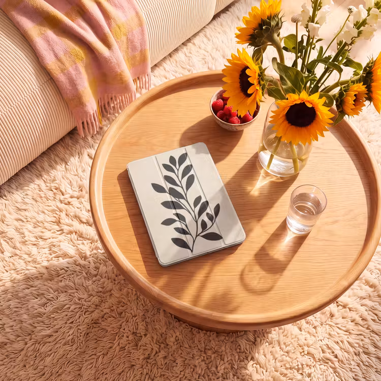 iPad-Hülle - Minimalistisch - Zweig - Blätter - Schwarz — 2