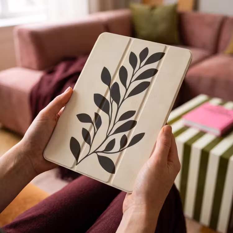 iPad-Hülle - Minimalistisch - Zweig - Blätter - Schwarz — 4