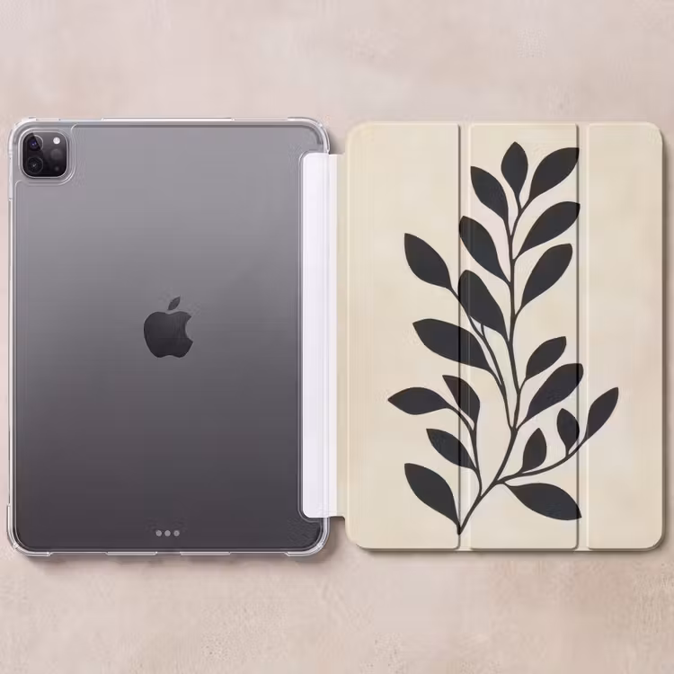 iPad-Hülle - Minimalistisch - Zweig - Blätter - Schwarz — 6