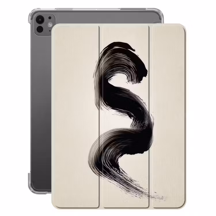iPad-Hülle - Pinselstrich - Schwarz - Minimalistisch — 1