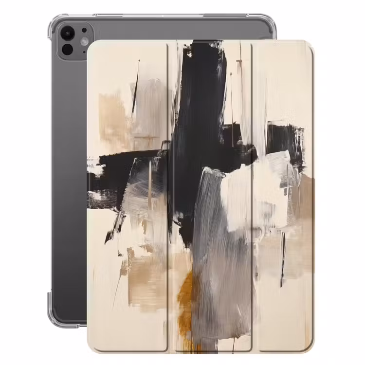 iPad-Hülle - Pinselstriche - Grob - Abstrakt - Beige — 1