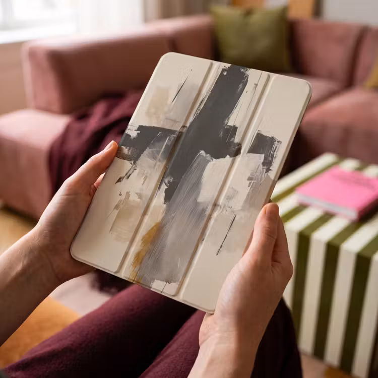 iPad-Hülle - Pinselstriche - Grob - Abstrakt - Beige — 4