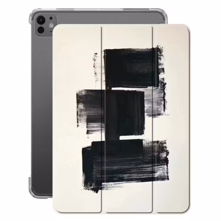 iPad-Hülle - Rechtecke - Pinselstriche - Abstrakt - Schwarz — 1