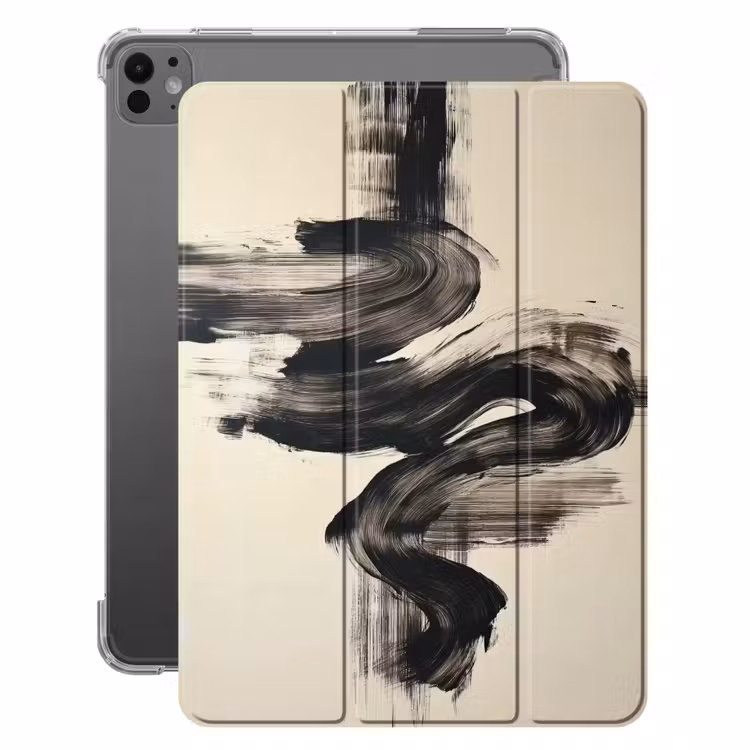 iPad-Hülle - Wellen - Pinselstriche - Beige - Minimalistisch — 1