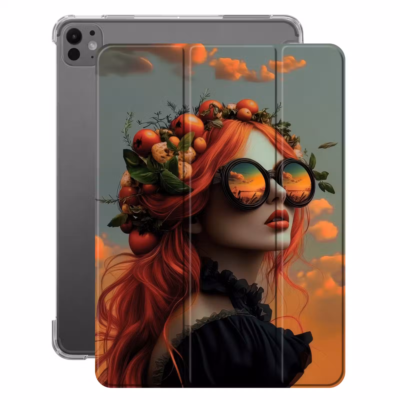 iPad-Hülle - Frau - Krone - Tomate - Bascilicum - Sonnenbrille — 1