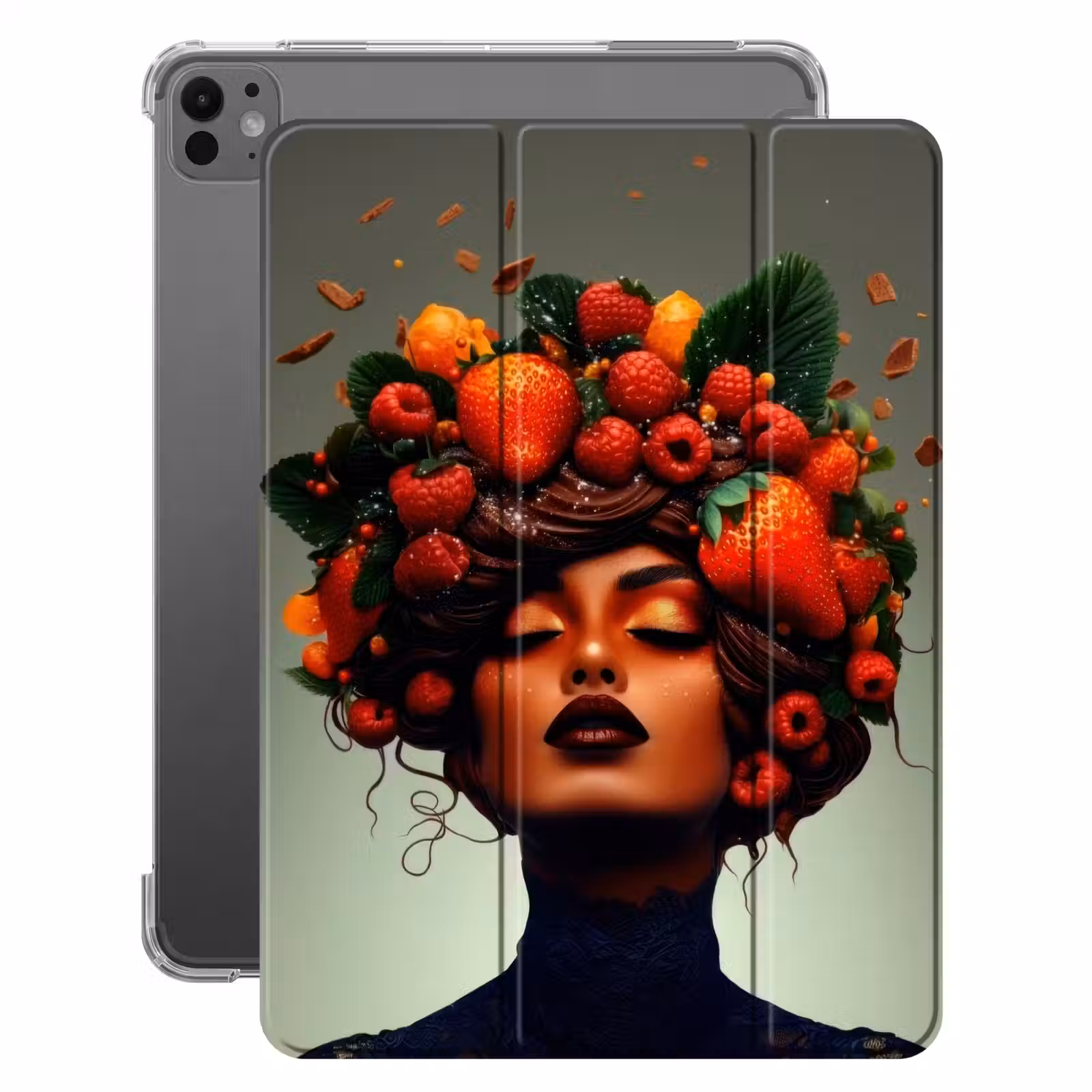iPad-Hülle - Frau - Schokolade - Himbeeren - Erdbeeren - Kekse — 1