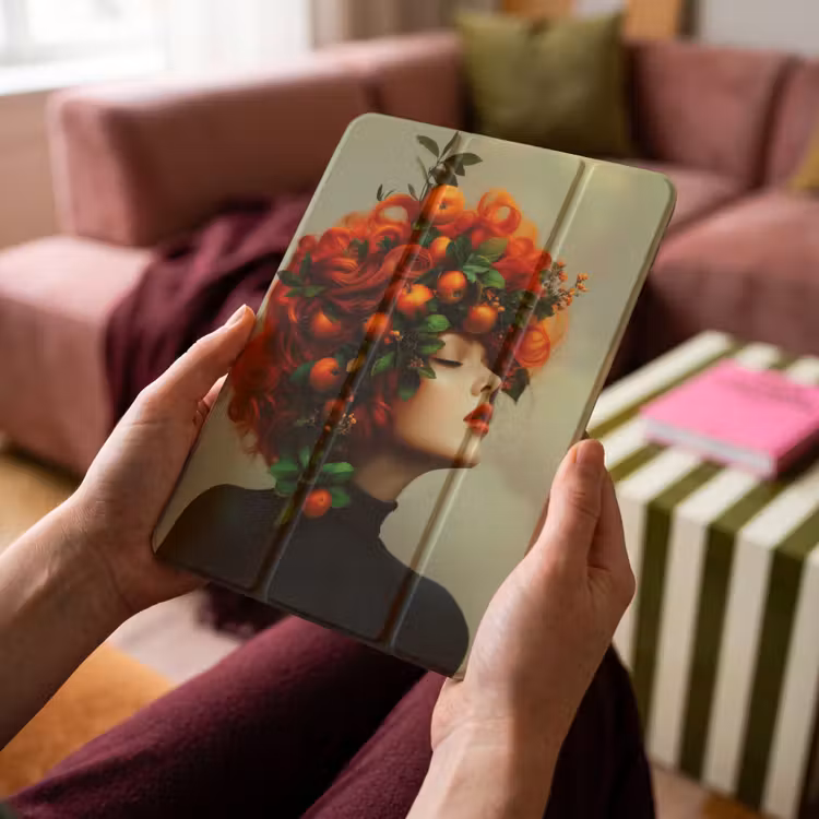 iPad-Hülle - Frau - Äpfel - Rot - Blätter — 4