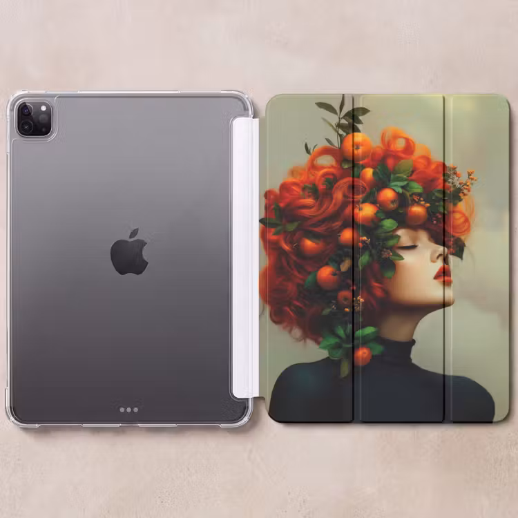 iPad-Hülle - Frau - Äpfel - Rot - Blätter — 6