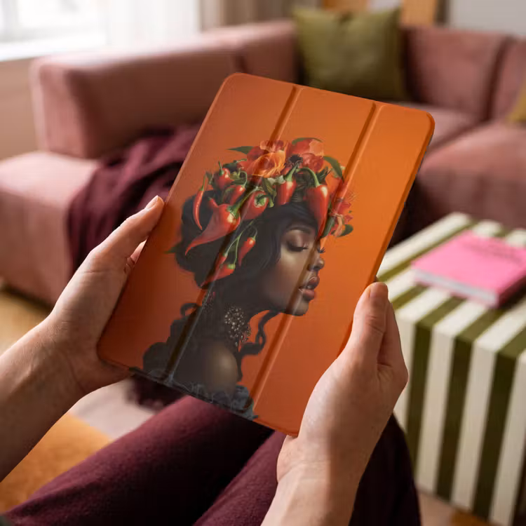 iPad-Hülle - Frau - Chilischoten - Blumen — 4
