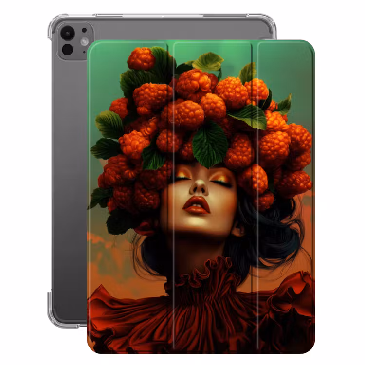 iPad-Hülle - Frau - Himbeeren - Blätter — 1