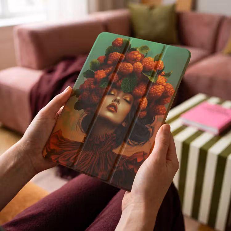 iPad-Hülle - Frau - Himbeeren - Blätter — 4