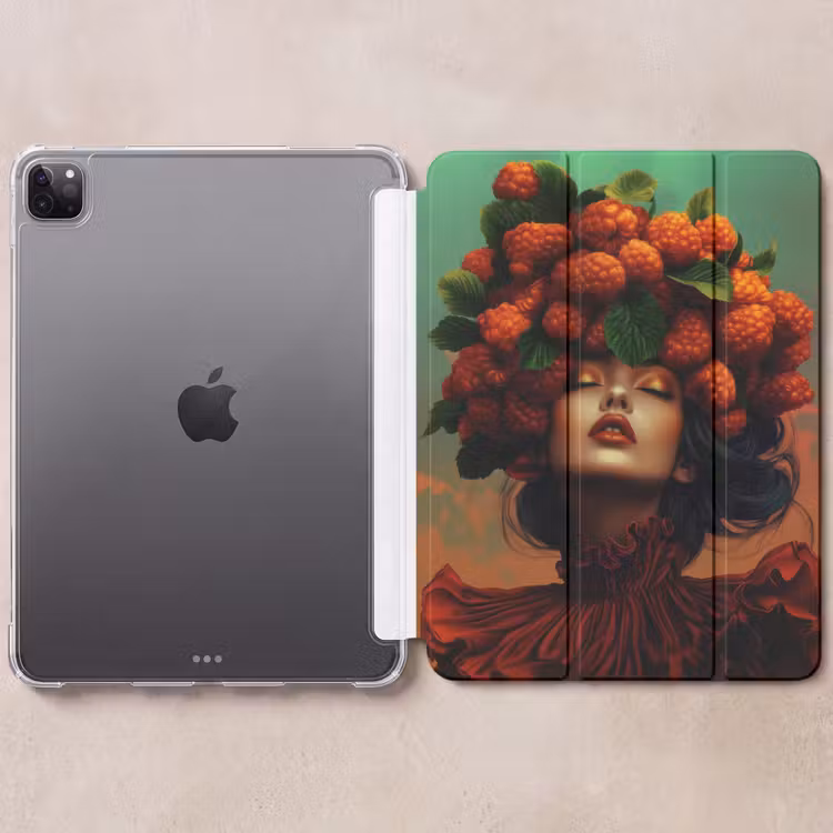 iPad-Hülle - Frau - Himbeeren - Blätter — 6