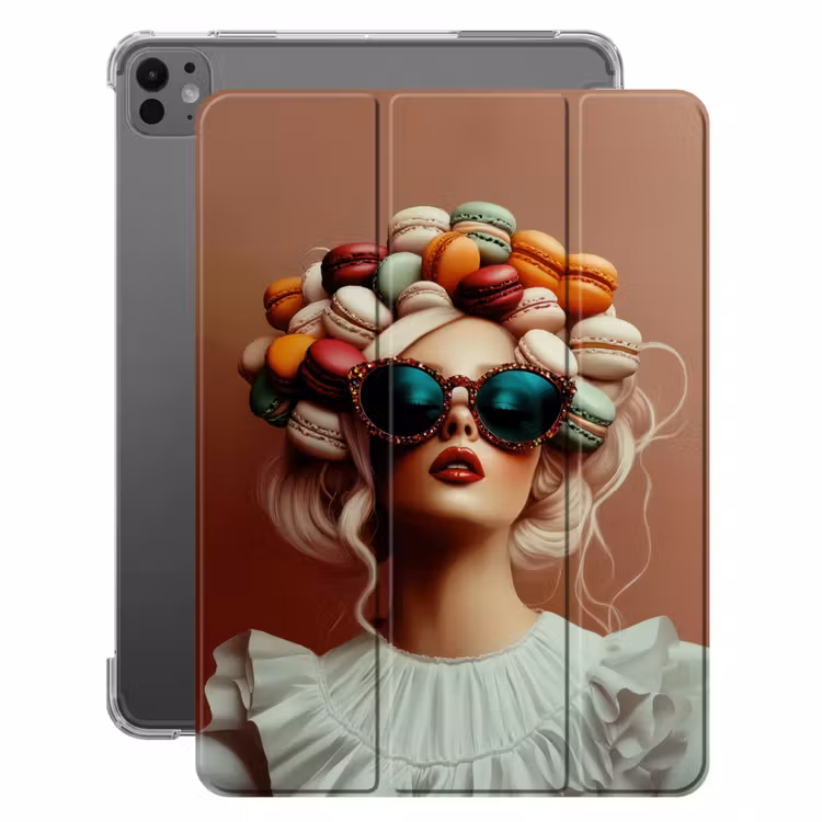 iPad-Hülle - Frau - Makronen - Brille — 1