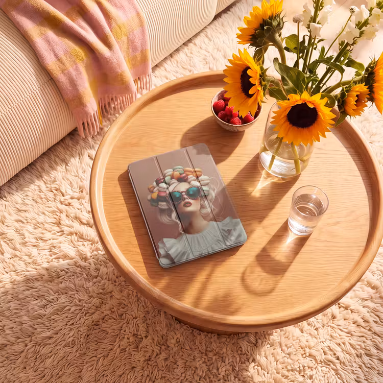 iPad-Hülle - Frau - Makronen - Brille — 2