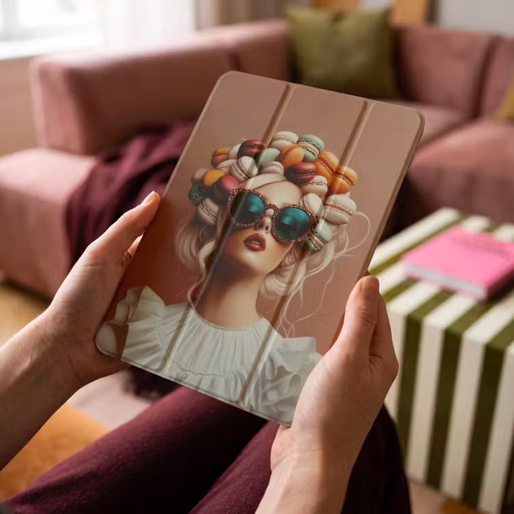 iPad-Hülle - Frau - Makronen - Brille — 4