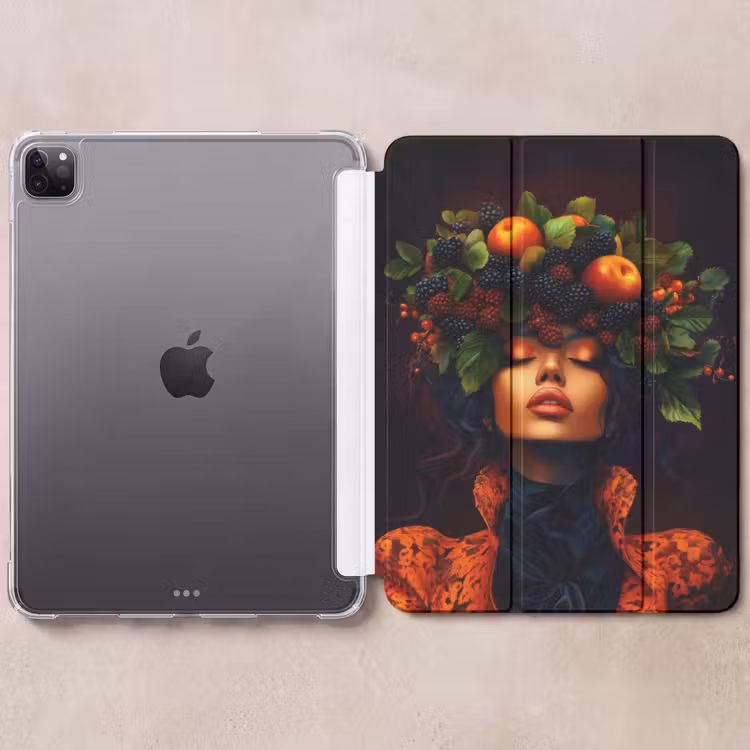 iPad-Hülle - Frau - Schwarz - Beeren - Äpfel — 6