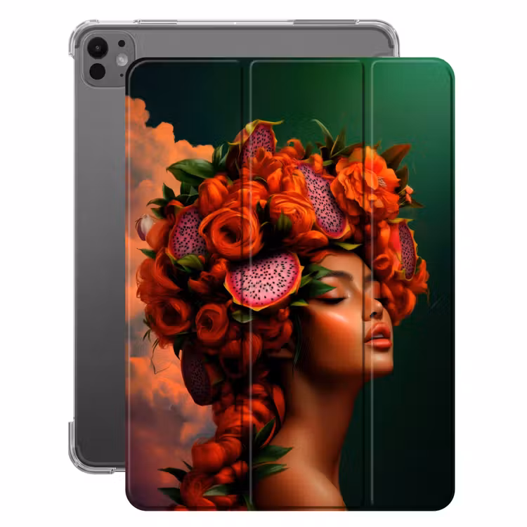 iPad-Hülle - Frau - trinkt Obst - Rosen — 1