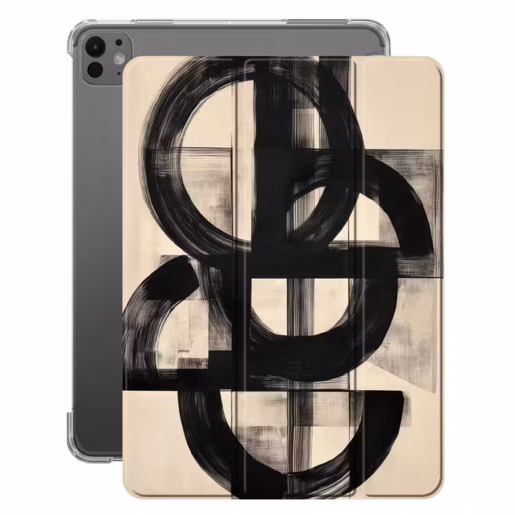 iPad-Hülle - Kreise - Linien - Formen - Schwarz — 1